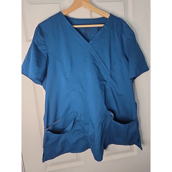 Women's Cherokee Authentic Workwear Scrub Top Caribbean Blue Sz XL - Picture 1 of 8